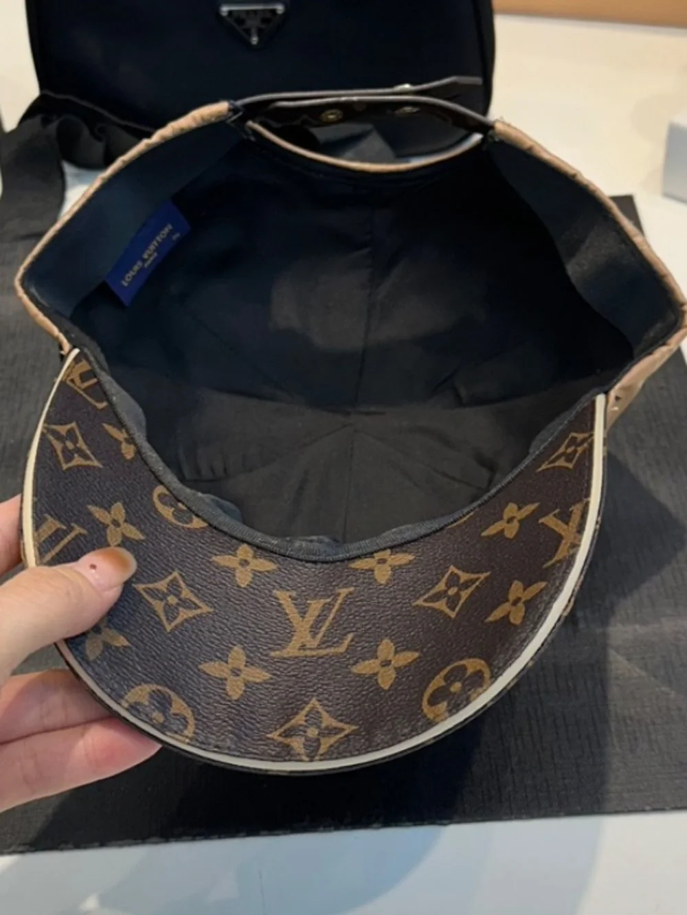 Louis. Vuitton. Get Ready Beige and Brown Signature Monogram Hat Cap